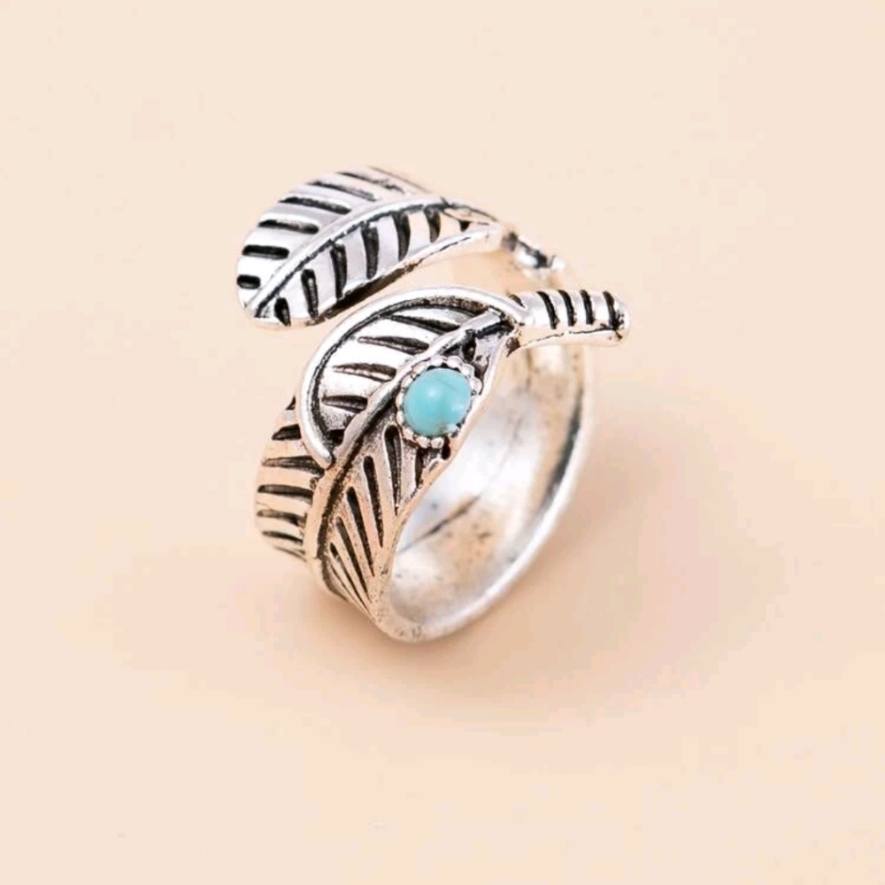 Silver and Turquoise adjustable ring